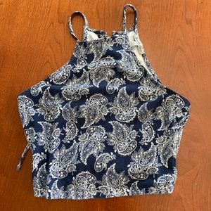 Navy blue halter crop top